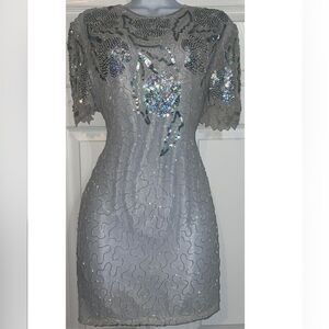 Vintage Silk Scala Evening Date Night Mini Dress